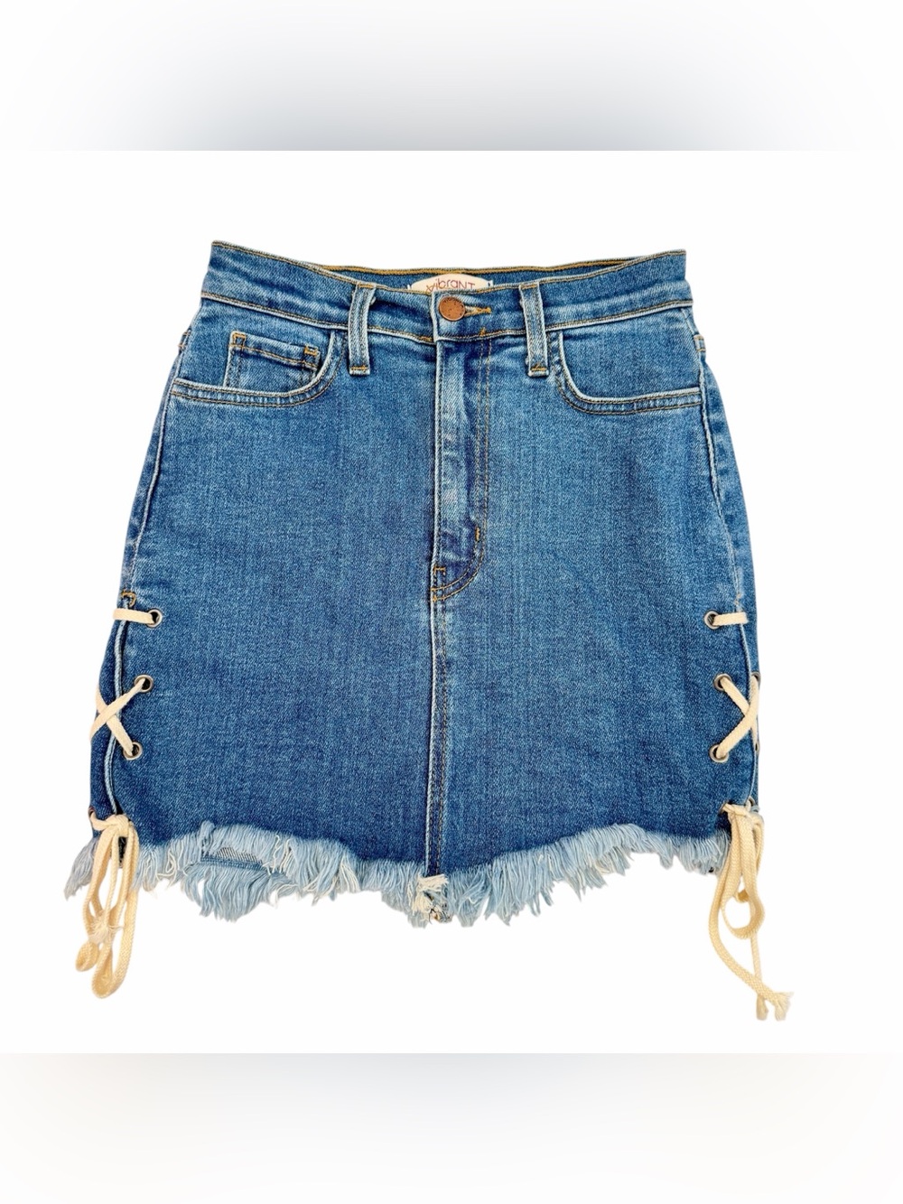 Denim Lace Up Skirt
